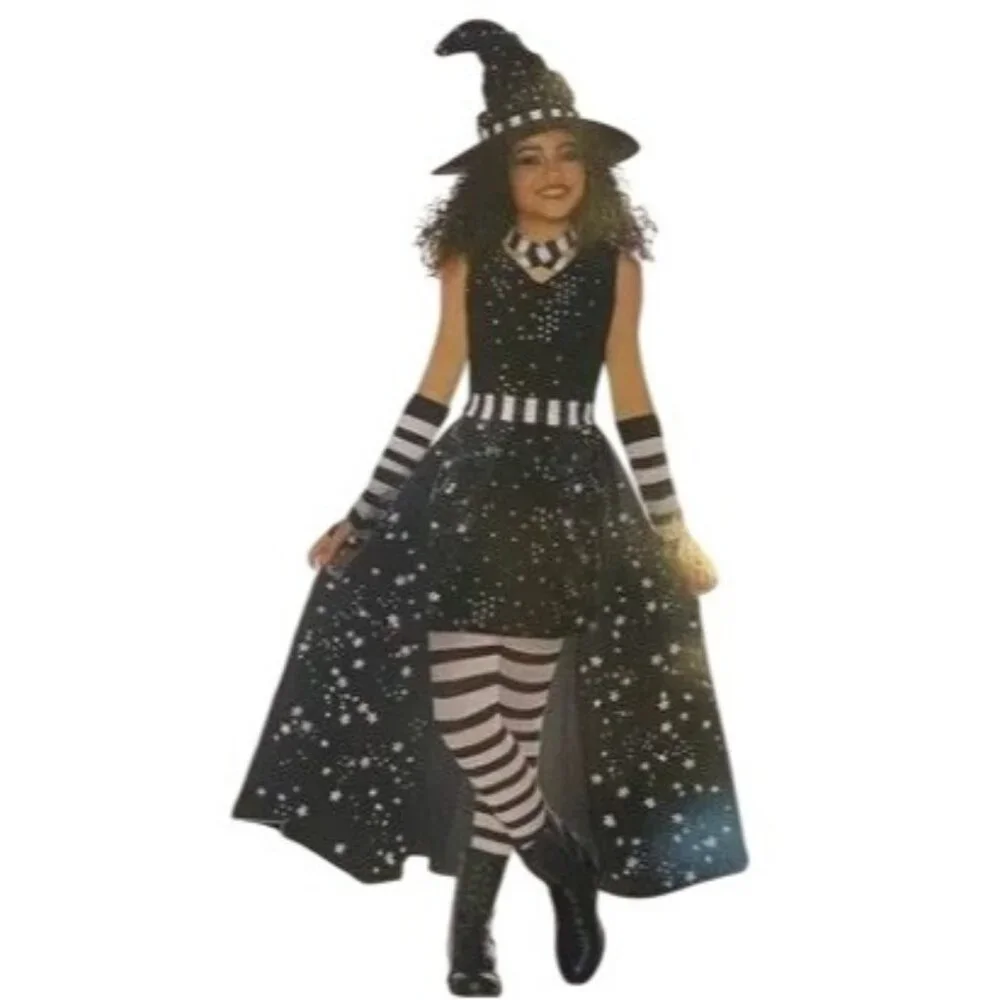 Girls Size M (7/8) Celestial Witch 4-Piece Sparkle Dress Halloween Costume